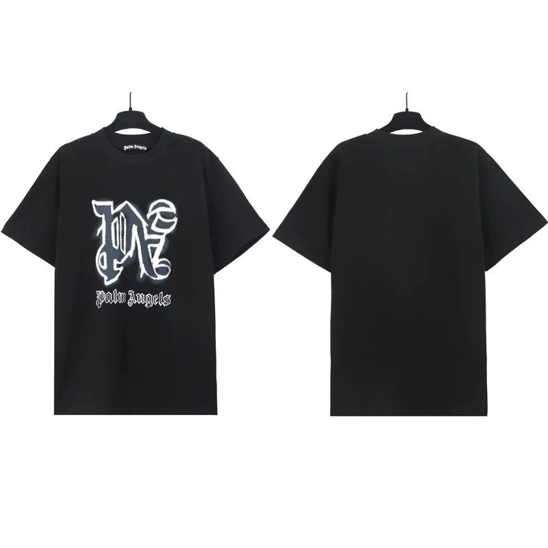 Palm Angels Gothic Letter Monogram T-Shirt - Black
