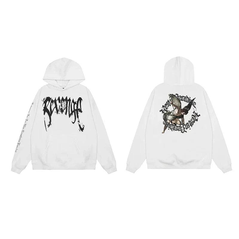 Revenge Angel / Religious Circle Arch Logo Pullover Hoodie White