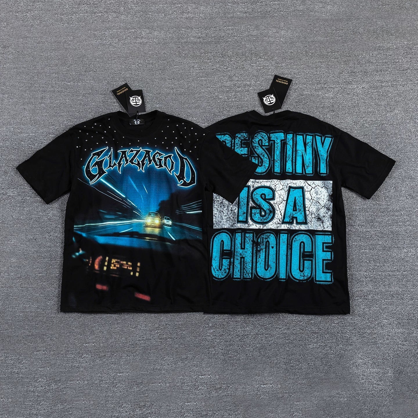 Men's Y2K Graphic Oversized T-Shirt – Blue Print Streetwear Double-Sided Casual Tee