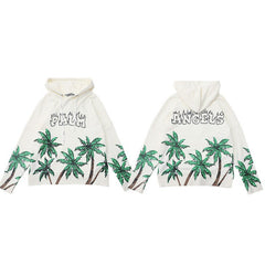 Palm Angels All-Over Palm Trees & Graffiti Logo Hoodie - Off-White