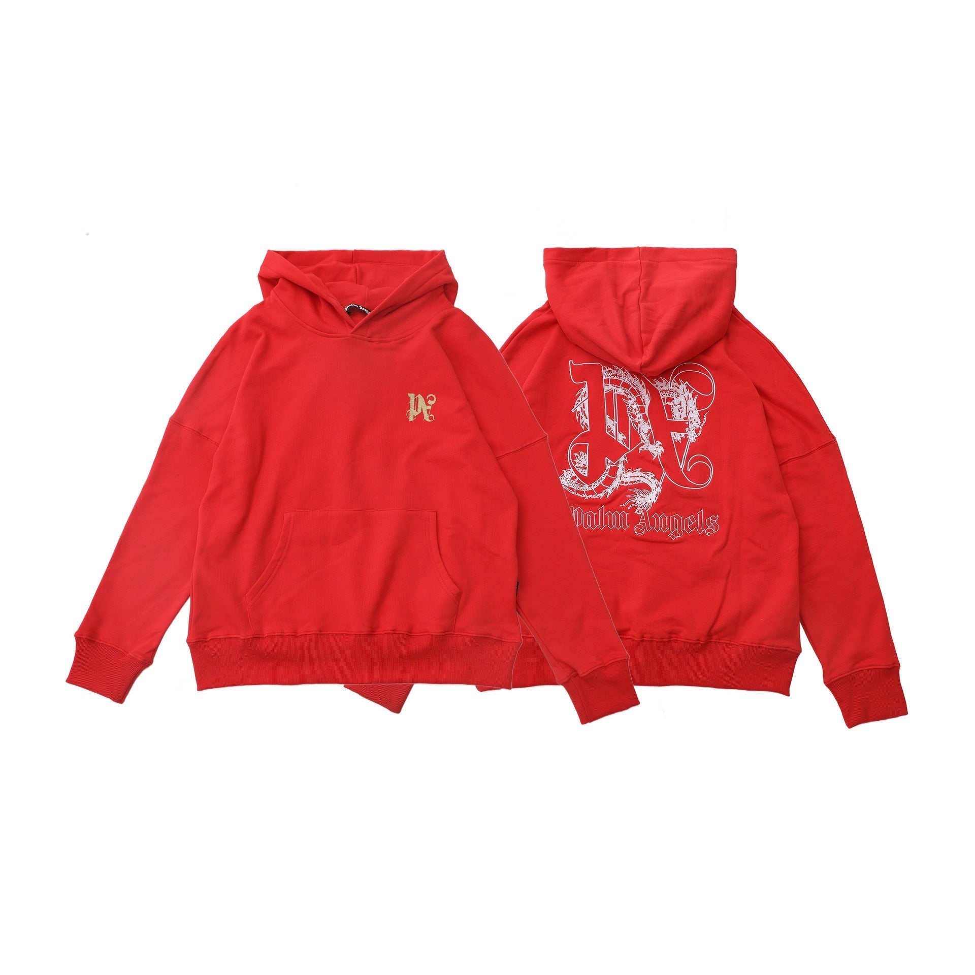 Palm Angels Dragon Graphic Back Print Hoodie - Red