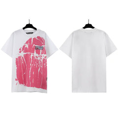 Palm Angels Abstract Pink Splatter Graphic T-Shirt - White