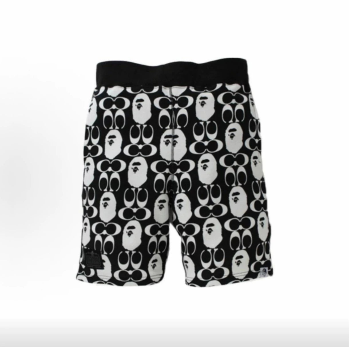 BAPE Style Monogram All-Over Print Ape Head Casual Shorts - Black/White
