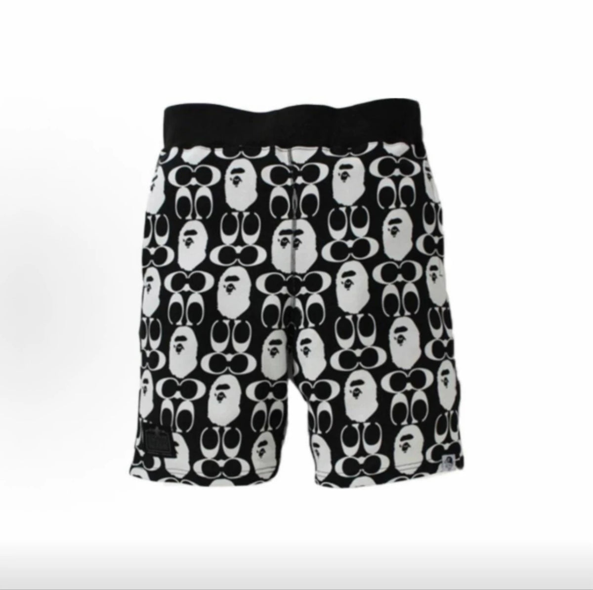 BAPE Style Monogram All-Over Print Ape Head Casual Shorts - Black/White