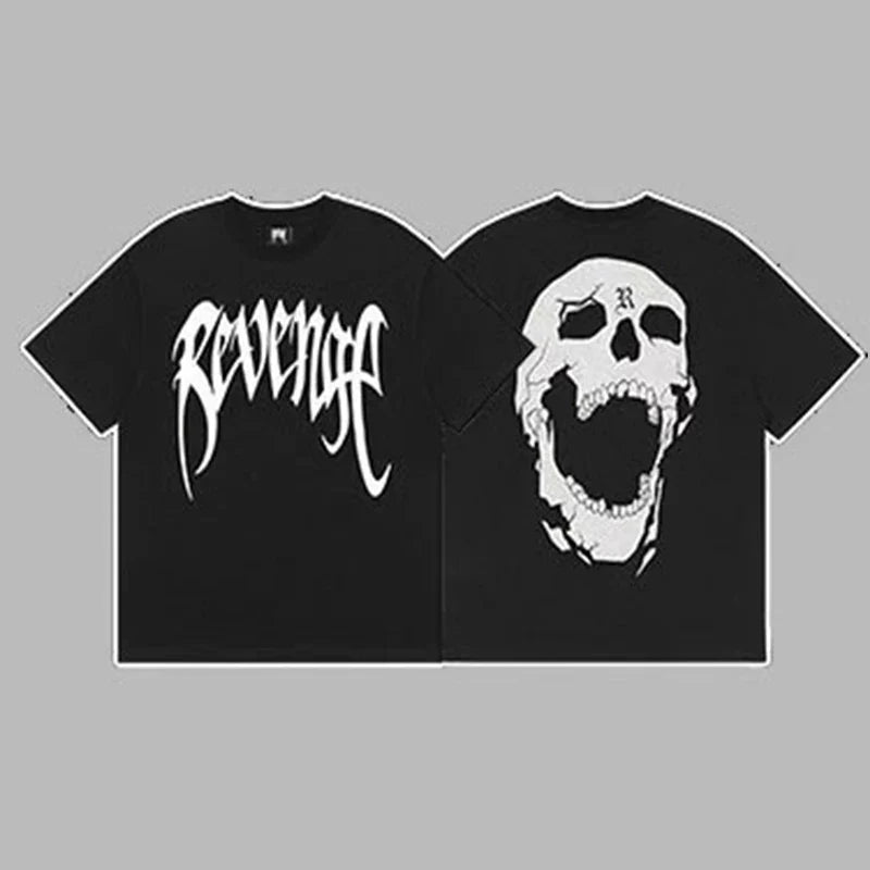 Revenge Arch Logo & Skull Graphic Short Sleeve T-Shirt Black