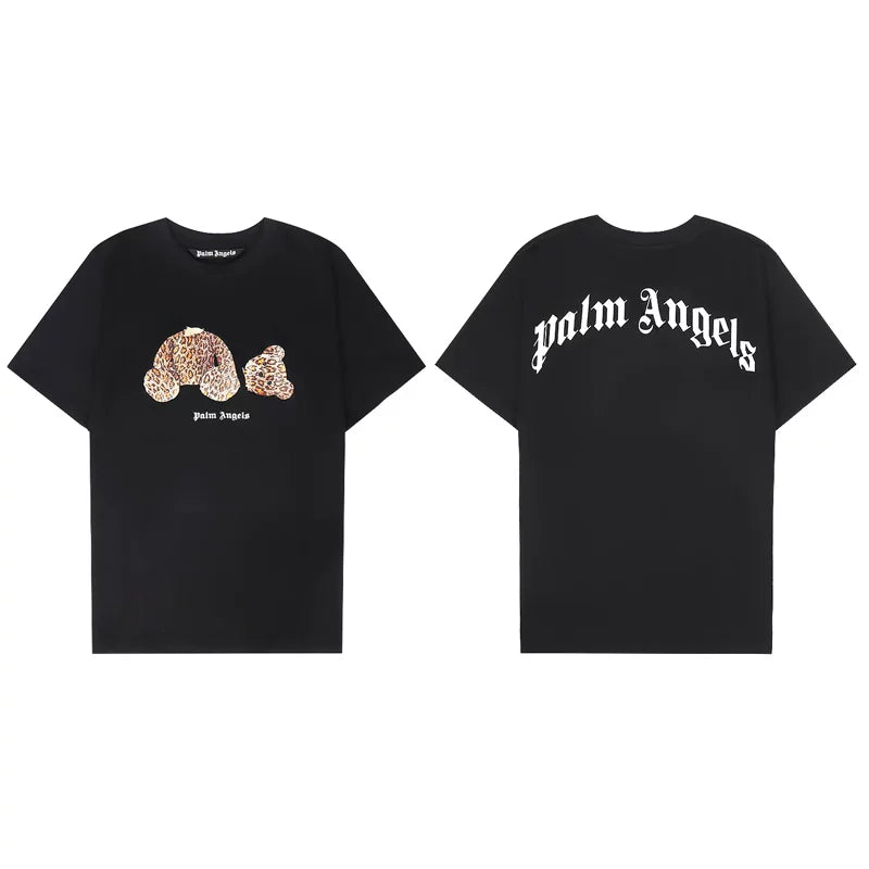 Palm Angels Leopard Print Bear Graphic T-Shirt - Black