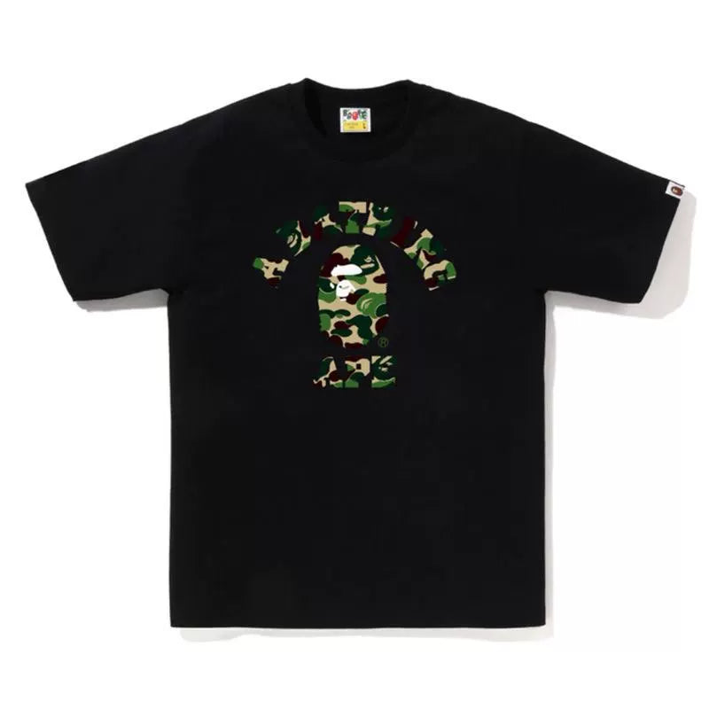 BAPE Style Camo Ape Head Arch Logo Short-Sleeve Tee - Black/Classic Green