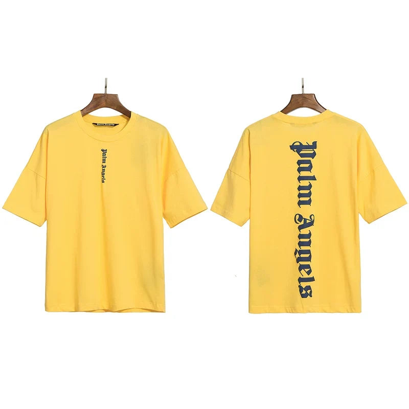 Palm Angels Vertical Gothic Logo T-Shirt - Yellow