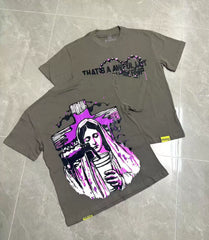 That's A Awful Lot Of Cough Syrup Angel Heart Graphic T-Shirt - Grey / Purple