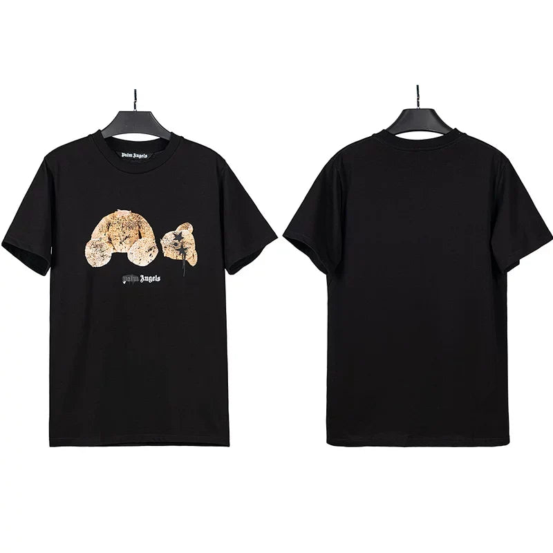 Palm Angels Graffiti Splatter Bear Graphic T-Shirt - Black