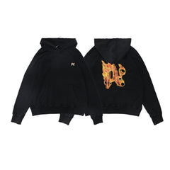 Palm Angels Flame Lettering Graphic Hoodie - Black
