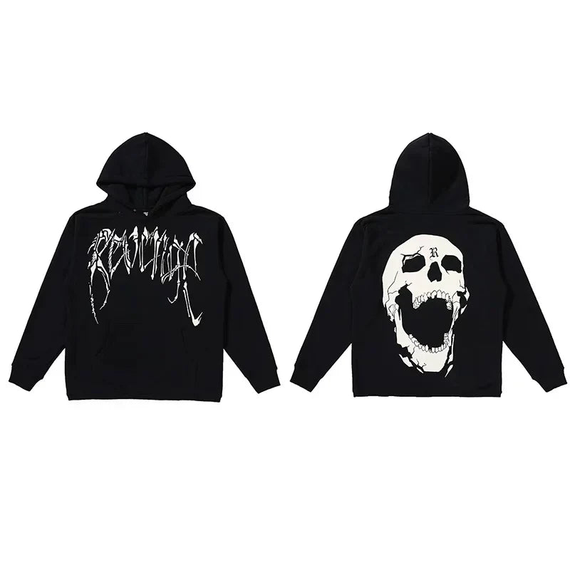 Revenge Screaming Skull Arch Logo Pullover Hoodie black