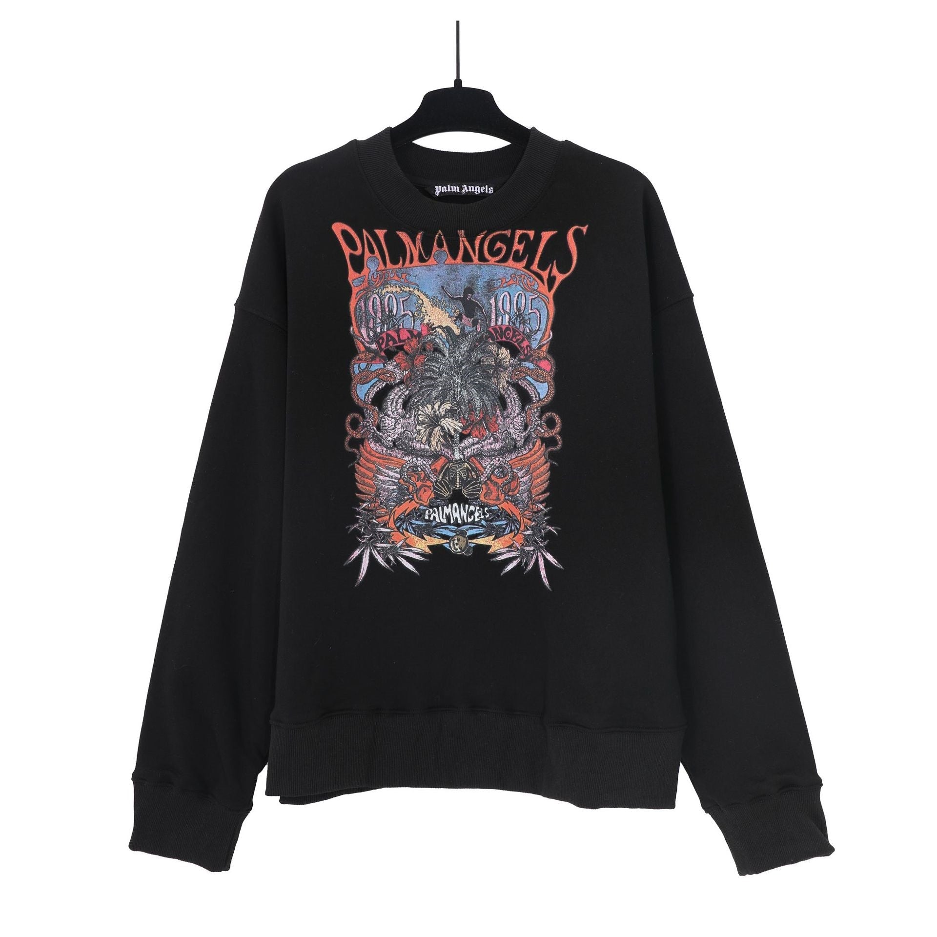 Palm Angels Vintage Rock Graphic Crewneck Sweatshirt - Black