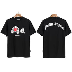 Palm Angels Heart Bear Graphic T-Shirt - Black
