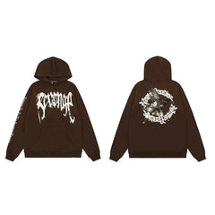 Revenge Angel / Religious Circle Arch Logo Pullover Hoodie Brown