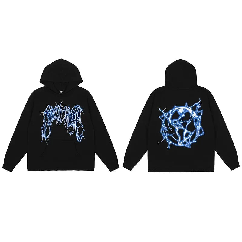 Revenge Earth Lightning Arch Logo Pullover Hoodie Black/blue