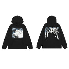 Revenge Angel Painting Blue Arch Logo Pullover Hoodie