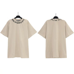 Palm Angels Neckline Collar Logo T-Shirt - Beige/Miami