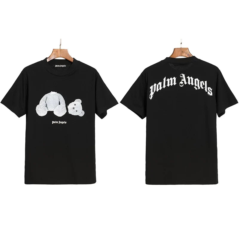 Palm Angels Glitter Bear Graphic T-Shirt - Black