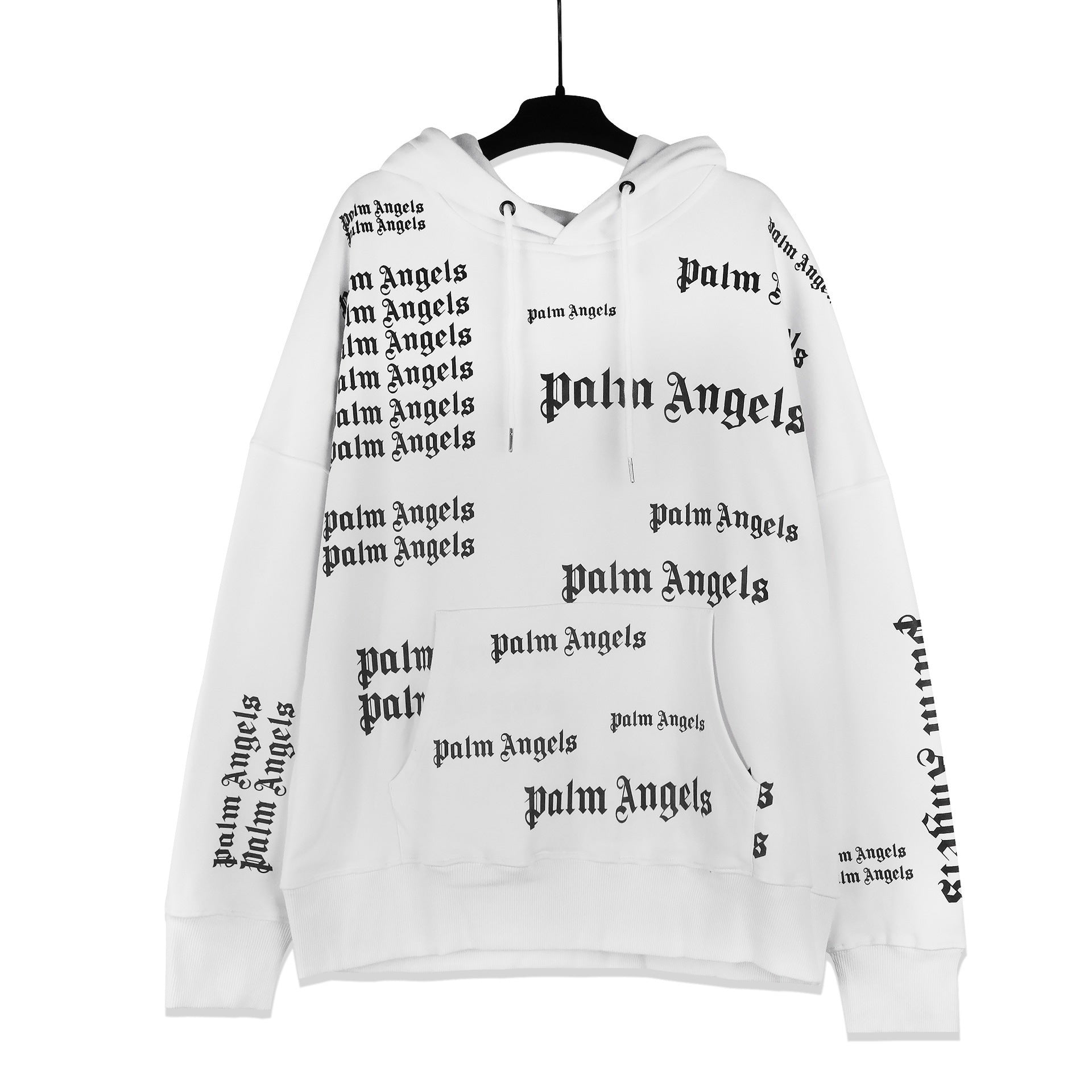 Palm Angels All-Over Logo Monogram Hoodie - White/Black