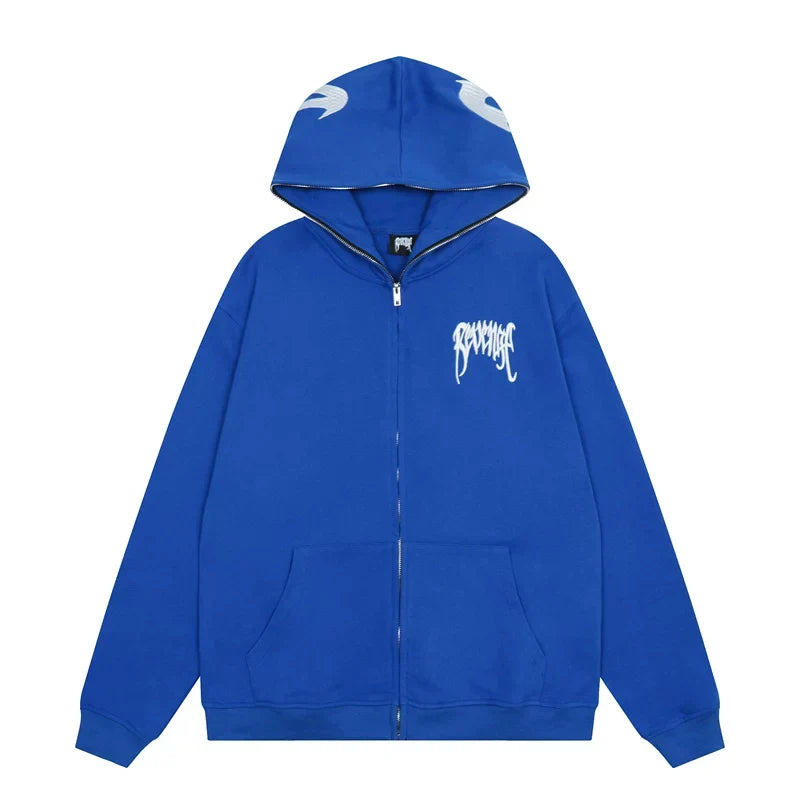 Revenge Gothic Arch Logo Zip-Up Hoodie - Royal Blue