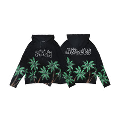 Palm Angels All-Over Palm Trees & Graffiti Logo Hoodie - Black