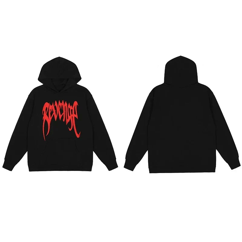 Revenge Black Arch Logo Pullover Hoodie Red