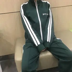 Palm Angels Classic Track Jacket - Dark Green/White